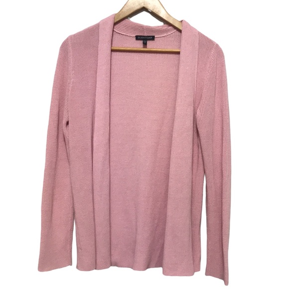 Eileen Fisher Sweaters - Eileen Fisher silk blend knit long open cardigan size Small pink
